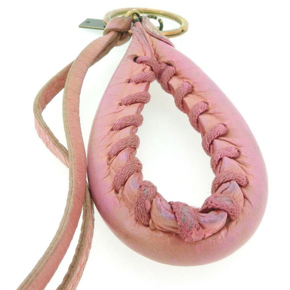 BALENCIAGA Keychain fringe pink sheepskin �~ gold metal fittings Auth USED Q604 - Picture 4 of 9